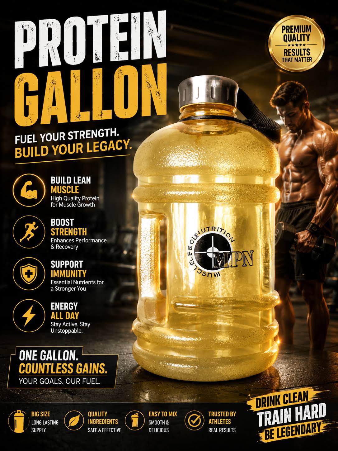 Protein Gallon water bottle with Mattel cap product image