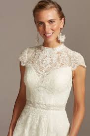 Embroidered Illusion Mock Neck Wedding Dress David S Bridal Turtleneck Wedding Dress Dresses Davids Bridal Wedding Dresses