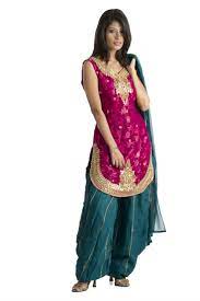 Red Kameez With Green Dhoti Salwar And Dupatta Patiala Dress Indian Fashion Dresses