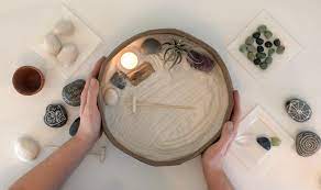 How To Make A Miniature Indoor Zen Garden For Your Office Desk Or Tabletop Using A Candle Stones And Air P Indoor Zen Garden Miniature Zen Garden Zen Garden