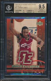 Now, that card could net them a small fortune. Lebron James 2003 04 Upper Deck Rookie Exclusives Jerseys J1 Bgs 9 5 Pristine Auction