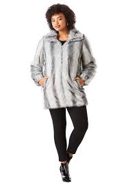 Roamans Roamans Plus Size Short Faux Fur Coat Walmart Com