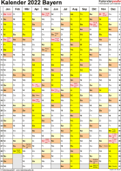 Kalender 2022 bayern , mit. Kalender 2022 Bayern Ferien Feiertage Excel Vorlagen