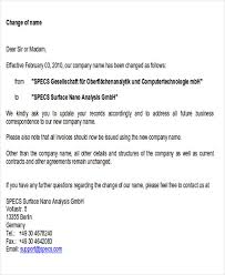 First, type a letter that lists the day's date, your name, taxpayer identification number or social security number, role in the company, ein, the former name of the business and the business' current name. Free 8 Sample Business Name Change Letter Templates In Ms Word Pdf Google Docs Pages