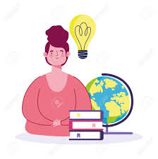 Download Online Education Teacher With School Globe Books Idea Cartoon Royalty Free Cliparts Vectors And Stock Illustration Image 148339422