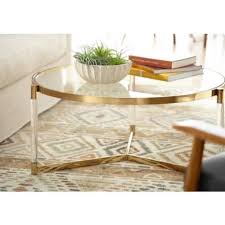 Stefania 36 Wide Gold And Acrylic Modern Coffee Table 55k04 Lamps Plus In 2020 Coffee Table Round Glass Coffee Table Cocktail Tables Living Room
