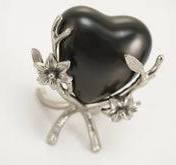 Pewter Brass Accessory with Lily Heart Stand Design