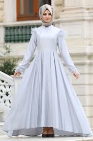 Puane Puane Tuy Detayli Gri Tesettur Abiye Elbise 8181gr The Dress Elbise Musluman Elbisesi
