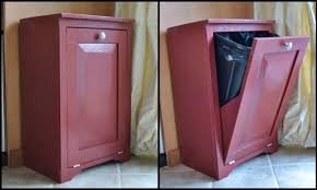 You can make a trash can and a recycle can together using cabinet or build your own which is easy to adjust size into actual fits. Hide Your Trash Bin By Building A Tilt Out Trash Cabinet Your Projects Obn