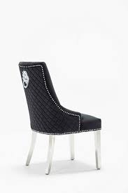 Velvet dining chairs kitchen/living room chairs set of 2, virabit mid century modern accent side chairs with upholstered and metal legs for makeup/living room, dark green. Abbey Quilted Black Velvet Chrome Leg Lion Knocker Dining Chair