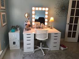 Hollywood Mirror And Ikea Desk Top And Storage Units For Makeup Ikea Desk Top Ikea Desk Beauty Room