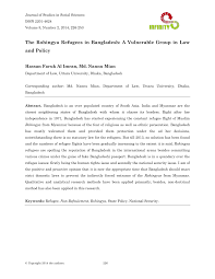 Pdf The Rohingya Refugees In Bangladesh A Vulnerable Group In Law And Policy