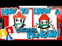 How To Draw A Christmas Penguin Art For Kids Hub Art For Kids Hub Penguin Art For Kids Kids Art Projects