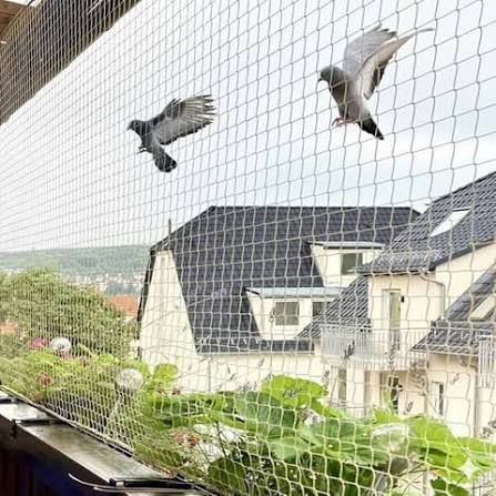 Bird net installation on a balcony