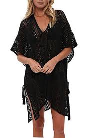 Black Bathing Suit Cover Up Plus Size Shermie Women S V Neck Hollow Out Swimwear Swimsuit Cover Ups Plus Size Short Loose Knitted Beach Dresses Crochet Short Dresses Black Beachwear Beachwear
