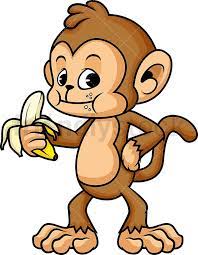 Monkey Eating Banana Cartoon Vector Clipart Friendlystock Cartoon Monkey Zebra Cartoon Cartoons Vector