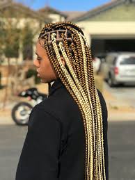 Medium Box Braids Blonde Brown Box Braids Protective Style Box Braids Hairstyles Hair Styles Brown Box Braids It can be done with real or synthetic hair. medium box braids blonde brown box