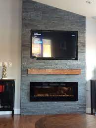 grey stone fireplace with floating mantle electric fireplace modern fireplace linear fireplace grey stone fireplace