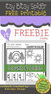 Itsy Bitsy Spider Free Printable Count And Color Prek Preschool Printable Kidsactiv Itsy Bitsy Spider Free Preschool Printables Nursery Rhymes Preschool