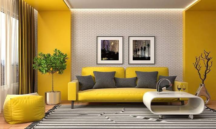 Colour Combinations With A Yellow Wall | DesignCafe