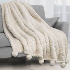 Ratings, based on 8 reviews. Pavilia Cream Sherpa Throw Blanket For Couch Pom Pom Fluffy Plush Soft Blanket For Sofa Bed Shaggy Warm Fuzzy Fleece Blanket Cozy Decorative Beige Ivory In 2021