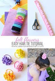 Craft Easy Felt Flower Hair Tie See Vanessa Craft Hair Ties Tutorial Hair Ties Diy Felt Hair Accessories