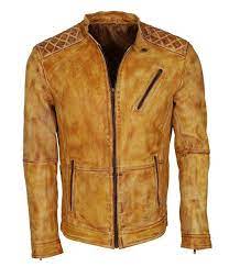 Mens Vintage Yellow Quilted Biker Italian Leather Jacket X Small Designer Leather Jackets Leather Jacket Men Mens Designer Leather Jackets