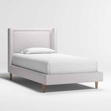 Weston Grey Upholstered Bed Crate And Barrel In 2021 Grey Upholstered Bed Fabric Bed Frame Bed