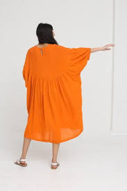 1 Black Crane Xiao Dress In Orange Oroboro Store New York Ny In 2020 Black Crane Dress Dresses Oversized Dress
