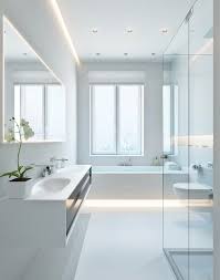 Bad Einrichten In Weiss Duschkabine Aus Glas Eingebaute Badewanne Minimalistische Bader Modernes Badezimmerdesign Badezimmer Design
