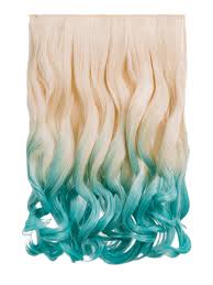 6 pieces set hair extensions 1. Dip Dye Curly One Piece Hair Extensions In Pure Blonde To Lagoon Blue Koko Couture