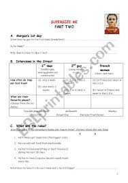 Hunter college fall, 2009 worksheet for video: Supersize Me Part Two Interviews And Throwing Up Incident Esl Worksheet By Lili K