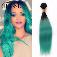 Malaysian Straight Hair Green Ombre Human Hair 4 Bundles Ombre Remy Hair Weave 2 Tone Ombre Raw Indian Hair Braids For Long Hair 100 Remy Human Hair Extensions