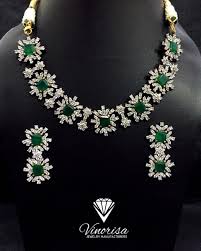 Vinorisa Diamond Emerald Necklace Set Gorgeous Wedding Set Cocktail Dress Diamon Real Diamond Necklace Diamond Jewelry Necklace Diamond Necklace Wedding