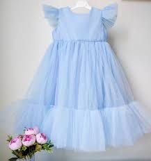 Dusty Blue Flower Girl Dress Tulle Dress Princess Baby Girl Wedding Dress First Flower Girl Dresses Blue Baby Girl Wedding Dress Wedding Dresses For Girls