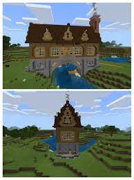 Maybe it was just me, but i couldn't find the dead bush for the flower pot. A House Over A River My First Build On The Switch Thoughts Minecraft