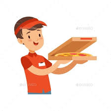 Pizza Delivery Boy Character With Box Boy In Red Pizza Delivery Boy Boy Character Character