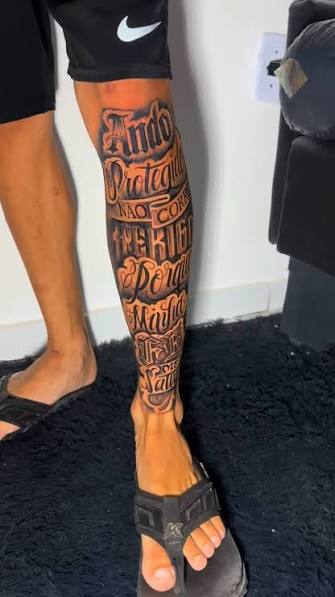 Leg Tattoos Men Words