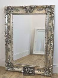Large ornate silver wall mirror. Grasmere Silver Ornate Rectangle Antique Wall Mirror 47 X 35 X Large Antique Mirror Wall Lighted Wall Mirror Mirror Wall