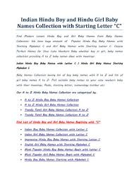 Carter · charles · christopher · cameron · caleb · christian · colton · cooper. Indian Hindu Boy And Girl Baby Names Collection With Starting Letter C By Babynamescollection Issuu