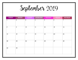 2019 Crazy Colorful Fun Printable Monthly Planner This Landscape Monthly Printable Fits Great Into The M Calendar Printables Calendar Pages September Calendar