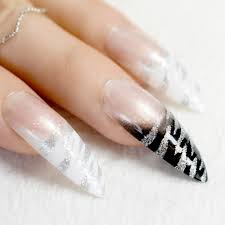 Beautiful decoration ongle a faire sois meme awesome ment je pose mes faux ongles facile et tiens with deco ongle facile. Faux Ongles Stiletto Francais Longs Transparents Argentes Noirs Blancs Pointus A Faire Soi Meme Produits De Manucure 24 Pieces Aliexpress