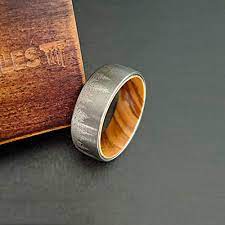 How to make a wooden steampunk gear ring or a bent wood ring with watch parts inlay. Amazon Com Koa Wood Ring 8mm Silver Tungsten And Wood Rings For Men Tree Ring Unique Wooden Wedding Band Tungsten Carbide Mens Wood Ring Forest Etched Wood Inlay Ring Handmade