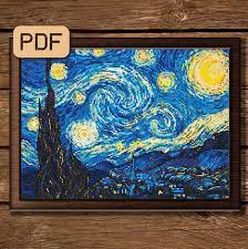 Van gogh cross stitch patterns. Starry Night Cross Stitch Pattern Van Gogh Painting Etsy