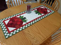 Quilted Table Runner Strawberry Spring Summer Table Decor Etsy In 2020 Quilted Table Runners Christmas Summer Table Decorations Summer Table Runner