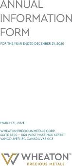 Employee owned with its 800. Wheaton Precious Metals Corp Wpm 10k Annual Reports 10q Sec Filings Last10k