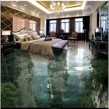 Transparent Vivid Natural Mountain Scenery Home Decorative 3d Floor Murals House Floor Murals Floor Wallpaper