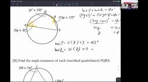 An inscribed angle is half the angle at the center. Geometry Lesson 15 2 Angles In Inscribed Quadrilaterals Youtube