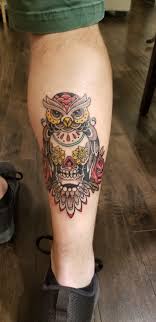 Custom tattoo shop 10 great artists, we are well versed in all styles of tattoo. My New Owl And Sugar Skull By Sim At Anchor Rose Tattoo In Santa Rosa Ca Tattoo