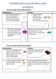 3 x 0.7, 3.5 ÷ 5; Multiplication And Division Word Problems Differentiated 3 Ways